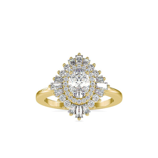 Elegant cocktail ring featuring a brilliant-cut center stone and pavé diamonds, set in white gold – A Night at the Ballet design
