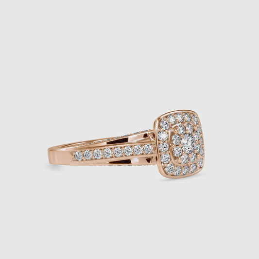 Rose Gold Double Halo Split Shank Engagement Ring