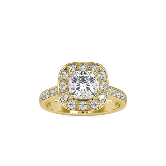 Vintage Cushion Halo Diamond Engagement Ring
