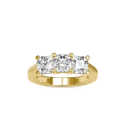 Vintage Radiant 3 Stone Engagement Ring
