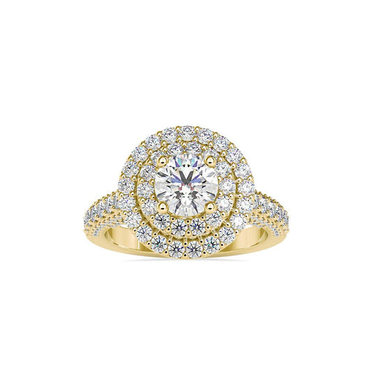 Vintage Round Double Halo Diamond Engagement Ring