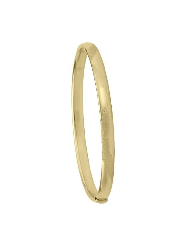 YELLOW GOLD HOLLOW BANGLE WITH DESIGN
