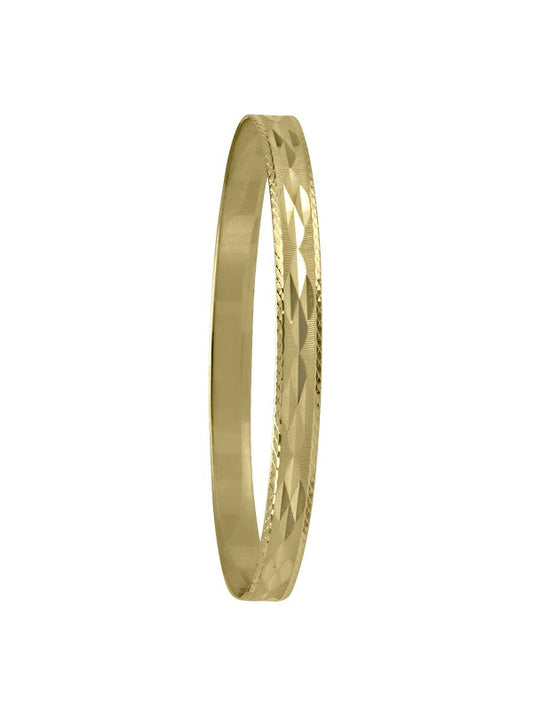 N5905 - 6MM YELLOW GOLD DIAMOND CUT SLIP ON BANGLE