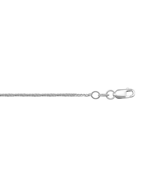 N1026-LT - WHITE GOLD SOLID ROUND WHEAT LINK