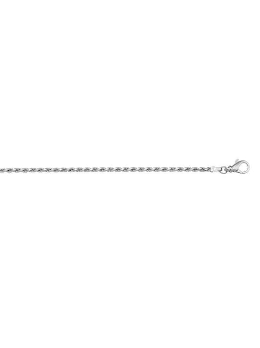 N1031 - WHITE GOLD SOLID DIAMOND CUT ROPE LINK
