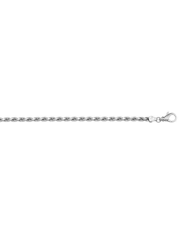 N1032 - WHITE GOLD SOLID DIAMOND CUT ROPE LINK