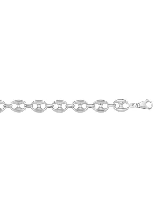 N1044 - WHITE GOLD HOLLOW PUFFED ANCHOR LINK