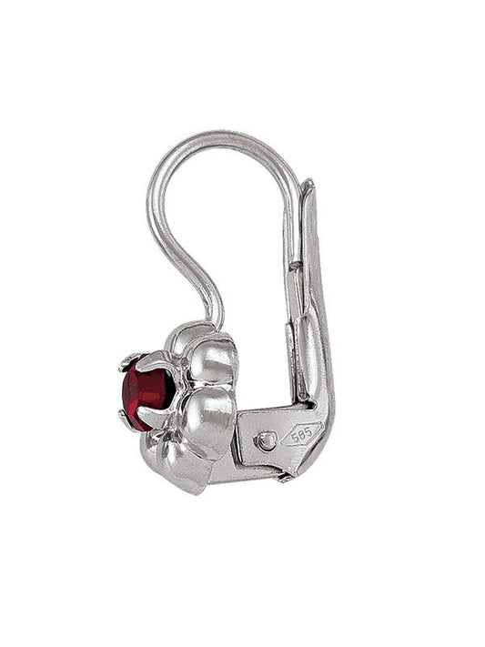 N4326W - WHITE GOLD CRYSTAL BIRTHSTONE HEART FRENCH BACK EARRING