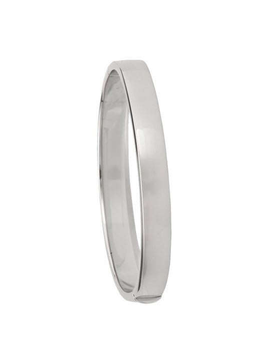 N5709W - WHITE GOLD SQUARE TUBE HIGH POLISH HOLLOW BANGLE