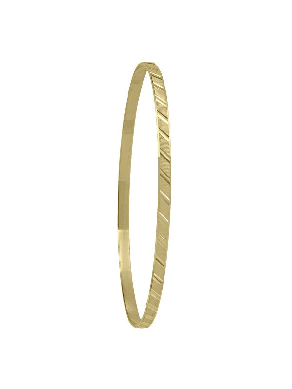 N5902 - 3MM YELLOW GOLD DIAMOND CUT SLIP ON BANGLE
