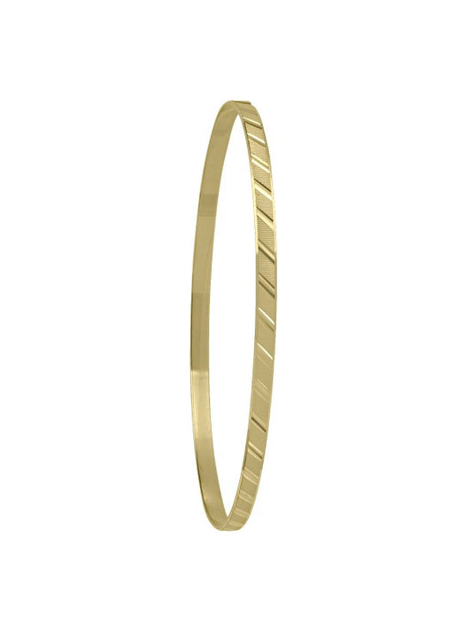 N5902 - 3MM YELLOW GOLD DIAMOND CUT SLIP ON BANGLE