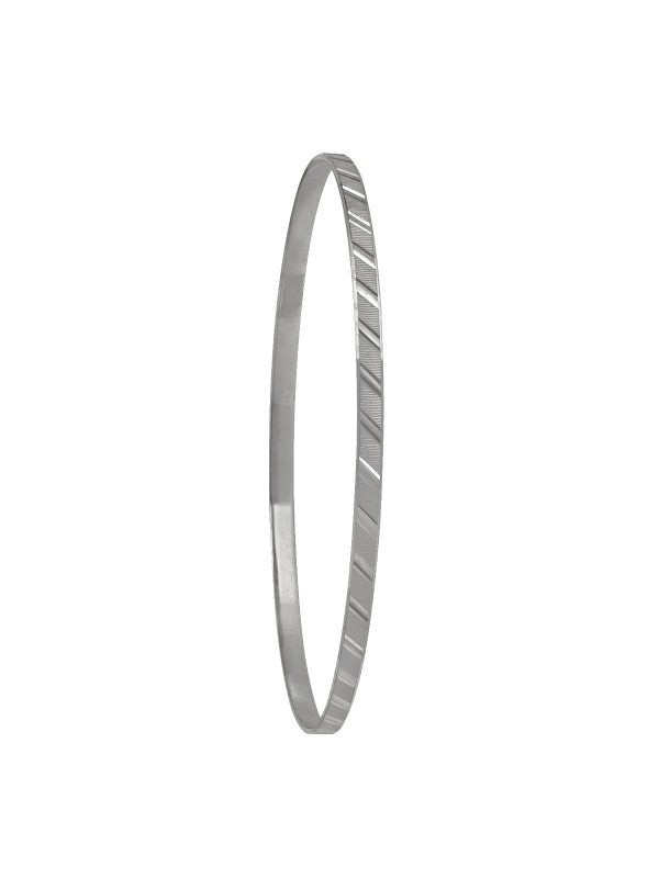 N5902W - 3MM WHITE GOLD DIAMOND CUT SLIP ON BANGLE