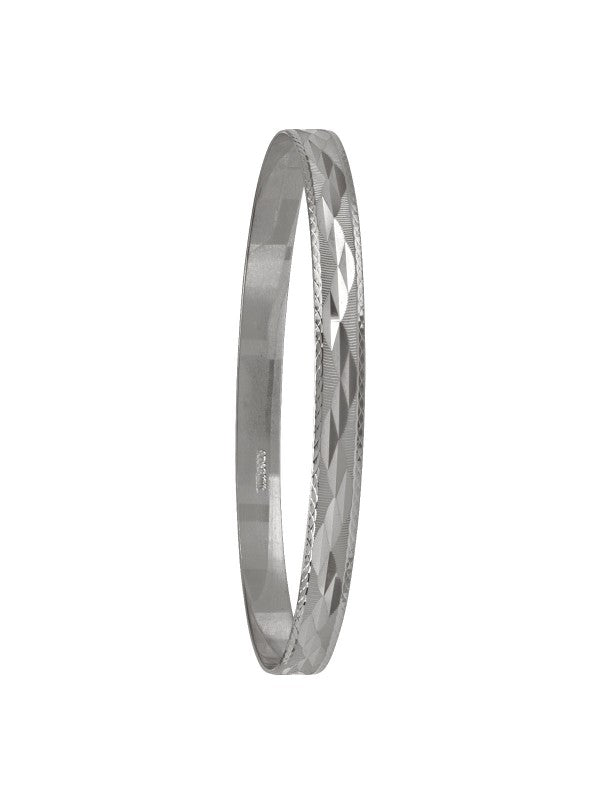 N5905W - 6MM WHITE GOLD DIAMOND CUT SLIP ON BANGLE