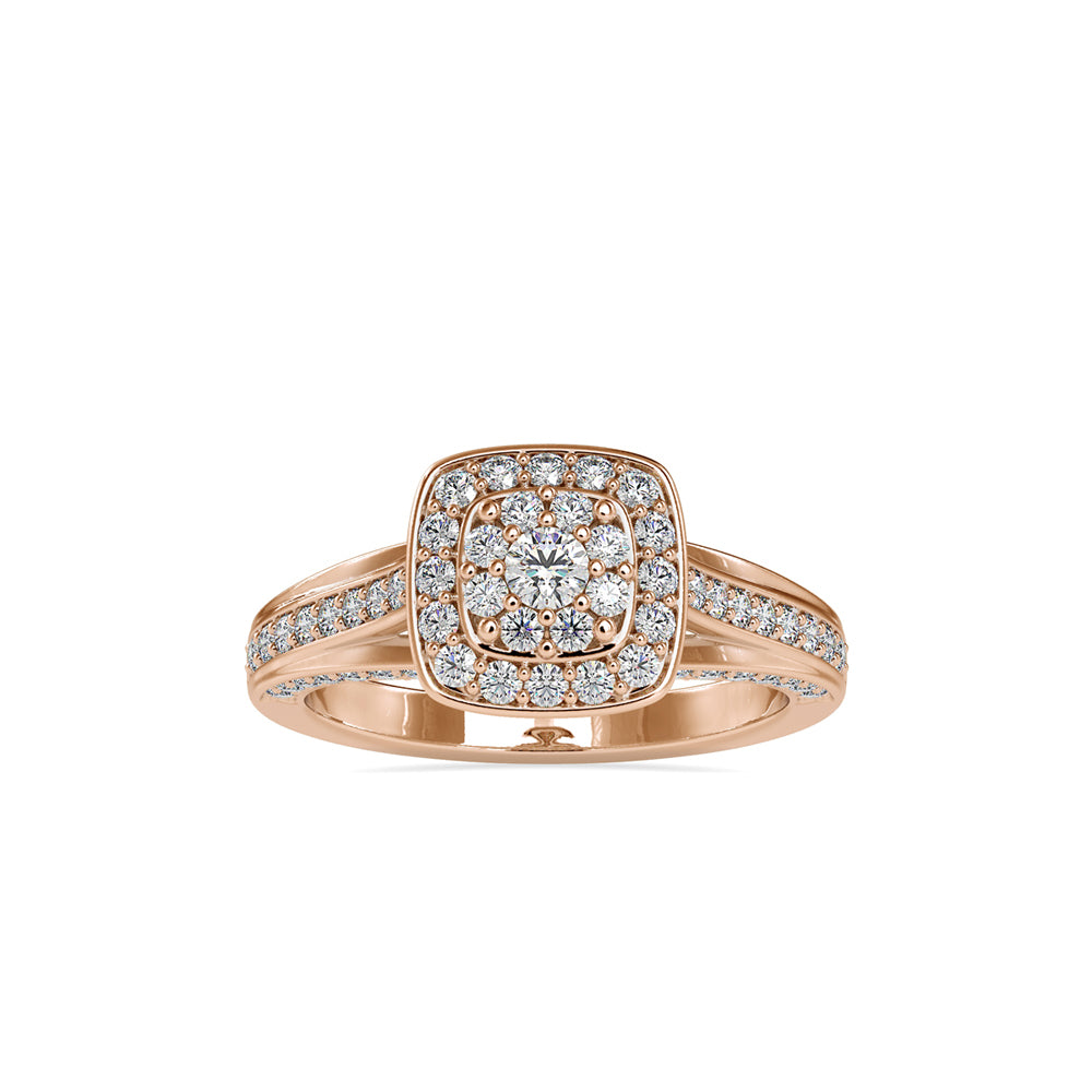 SKU: 0001 (22K) Rose Gold Double Halo Split Shank Engagement Ring