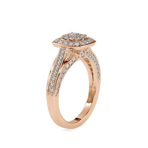 SKU: 0001 (18K) Rose Gold Double Halo Split Shank Engagement Ring