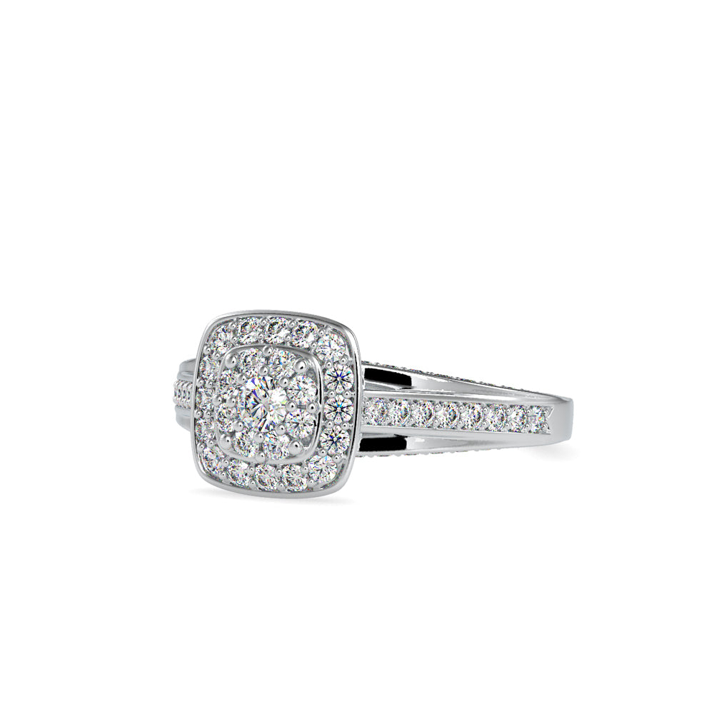 White Gold Double Halo Split Shank Engagement Ring