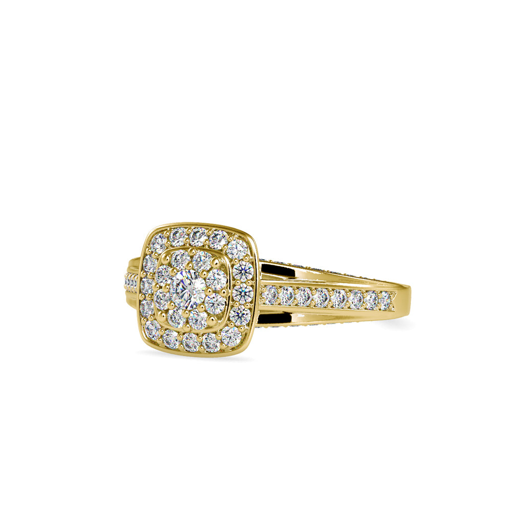 Yellow Gold Double Halo Split Shank Engagement Ring