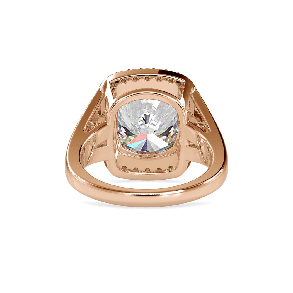 SKU: 0002 (10K) Cushion  Diamond Halo With V Shank  Engagment Ring in Rose Gold