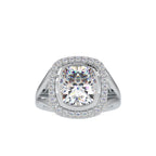 SKU: 0002 (10K) Cushion  Diamond Halo With V Shank  Engagment Ring in Rose Gold