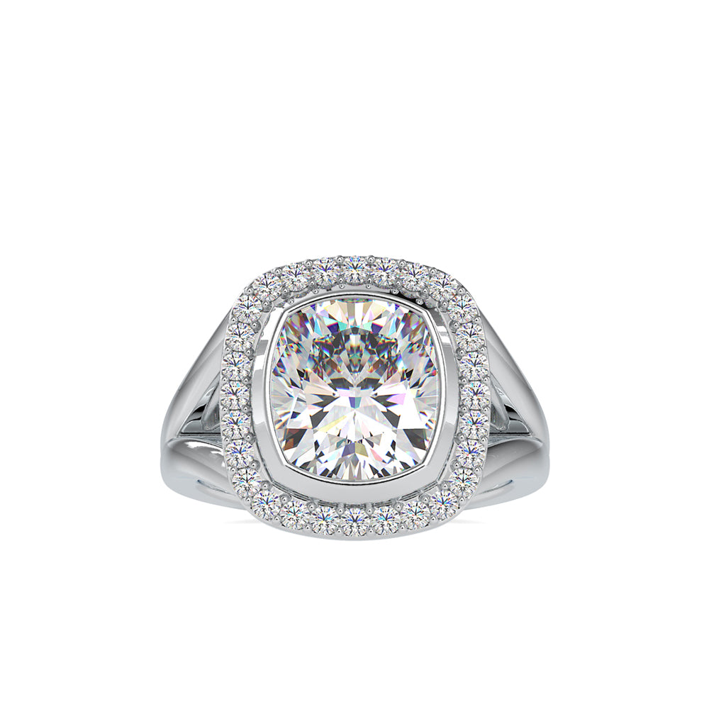 SKU: 0002 (18K) Cushion  Diamond Halo With V Shank  Engagment Ring in Rose Gold