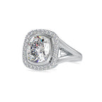SKU: 0002 (18K) Cushion  Diamond Halo With V Shank  Engagment Ring in Rose Gold