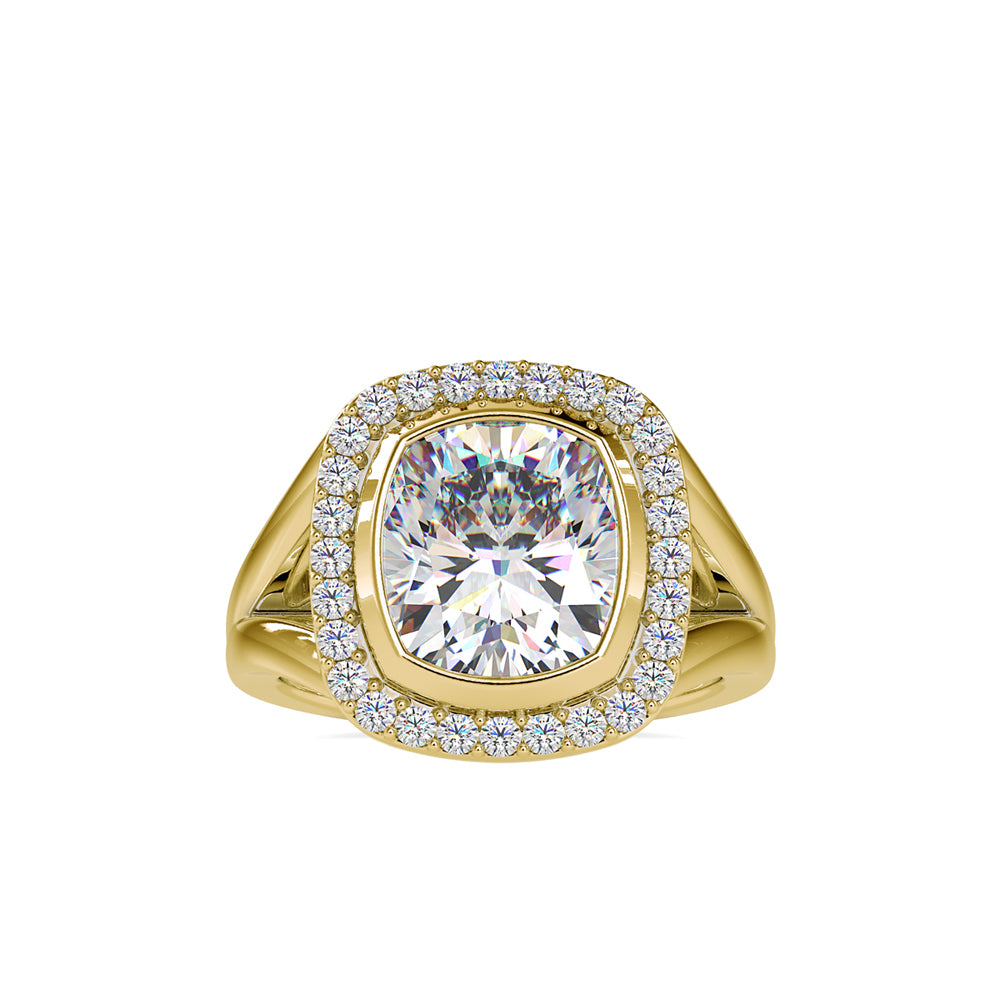 SKU: 0002 (22K) Cushion  Diamond Halo With V Shank  Engagment Ring in Rose Gold