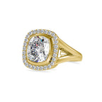 SKU: 0002 (10K) Cushion  Diamond Halo With V Shank  Engagment Ring in Rose Gold