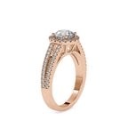 SKU: 0004 (14K) RBC Diamond Halo Split-Shank Engagment Ring in Rose Gold.
