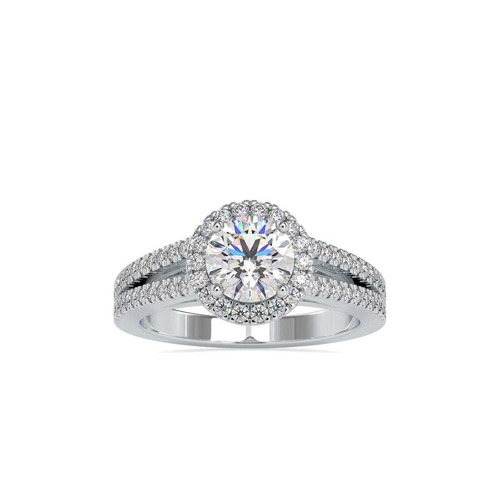 SKU: 0004 (18K) RBC Diamond Halo Split-Shank Engagment Ring in Rose Gold.