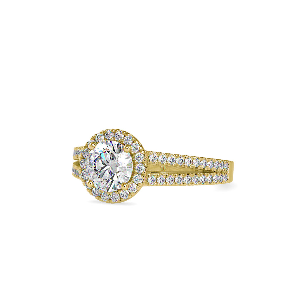 SKU: 0004 (10K) RBC Diamond Halo Split-Shank Engagment Ring in Rose Gold.