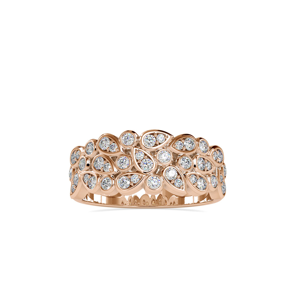 SKU: 0009 (18K) Cascading Diamond Ring in Rose Gold.