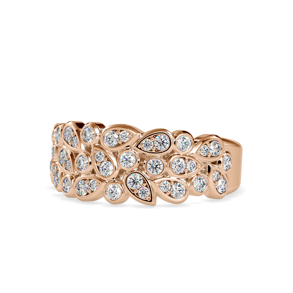 SKU: 0009 (10K) Cascading Diamond Ring in Rose Gold.
