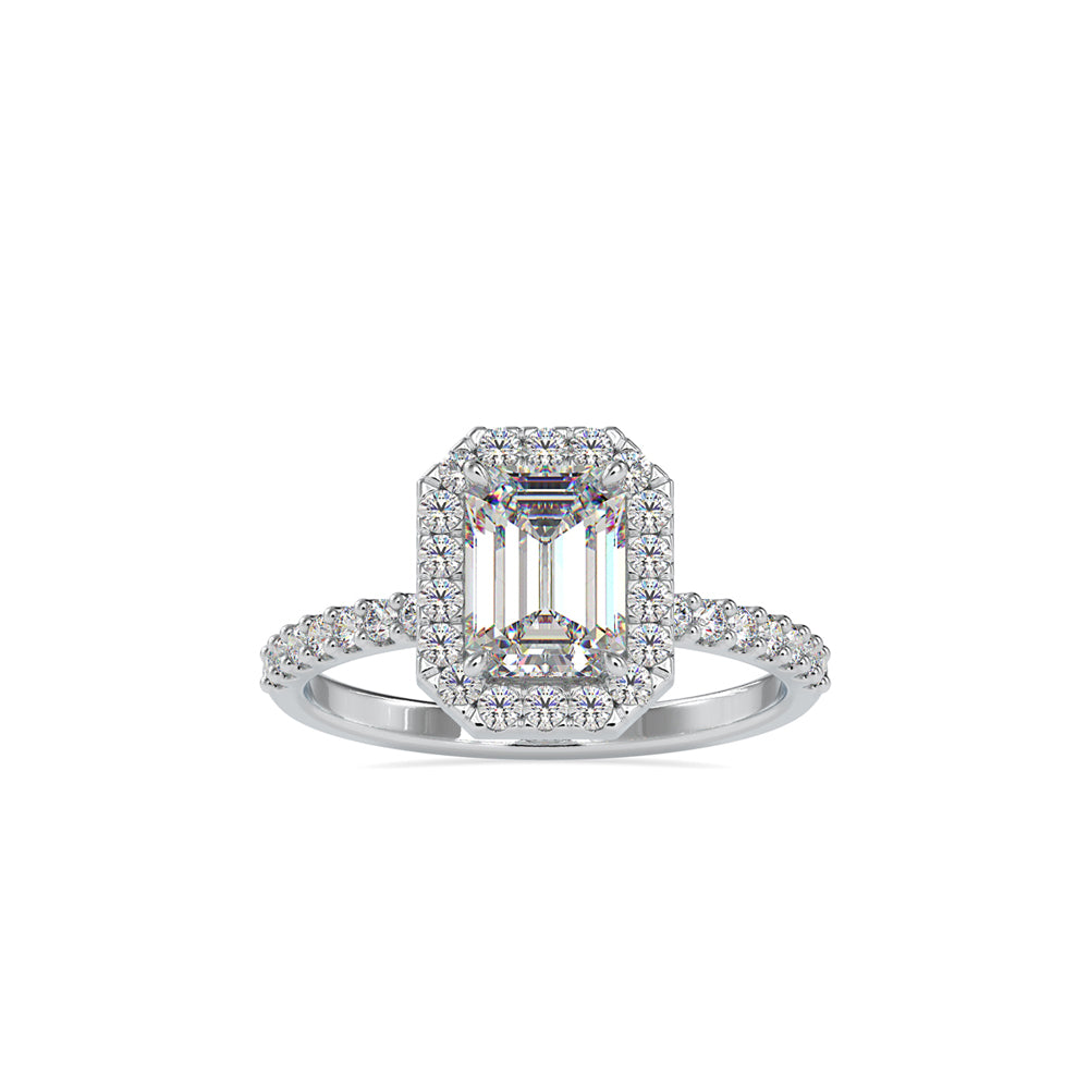 SKU: 0010 (18K) Emerald  Diamond Halo Engagment Ring .