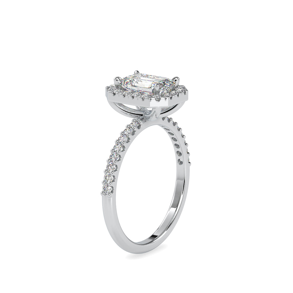 SKU: 0010 (18K) Emerald  Diamond Halo Engagment Ring .