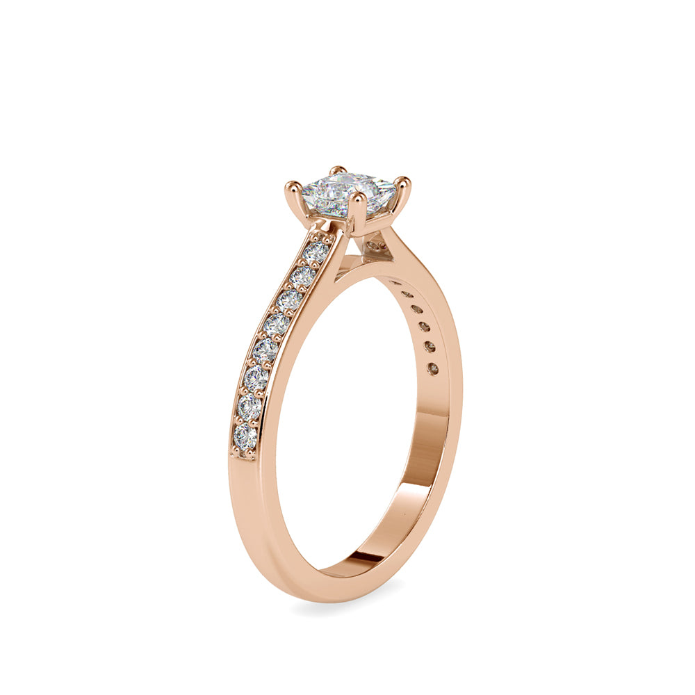 SKU: 0011 (18K) Princess Diamond Split Shank Engagment Ring in Rose Gold.