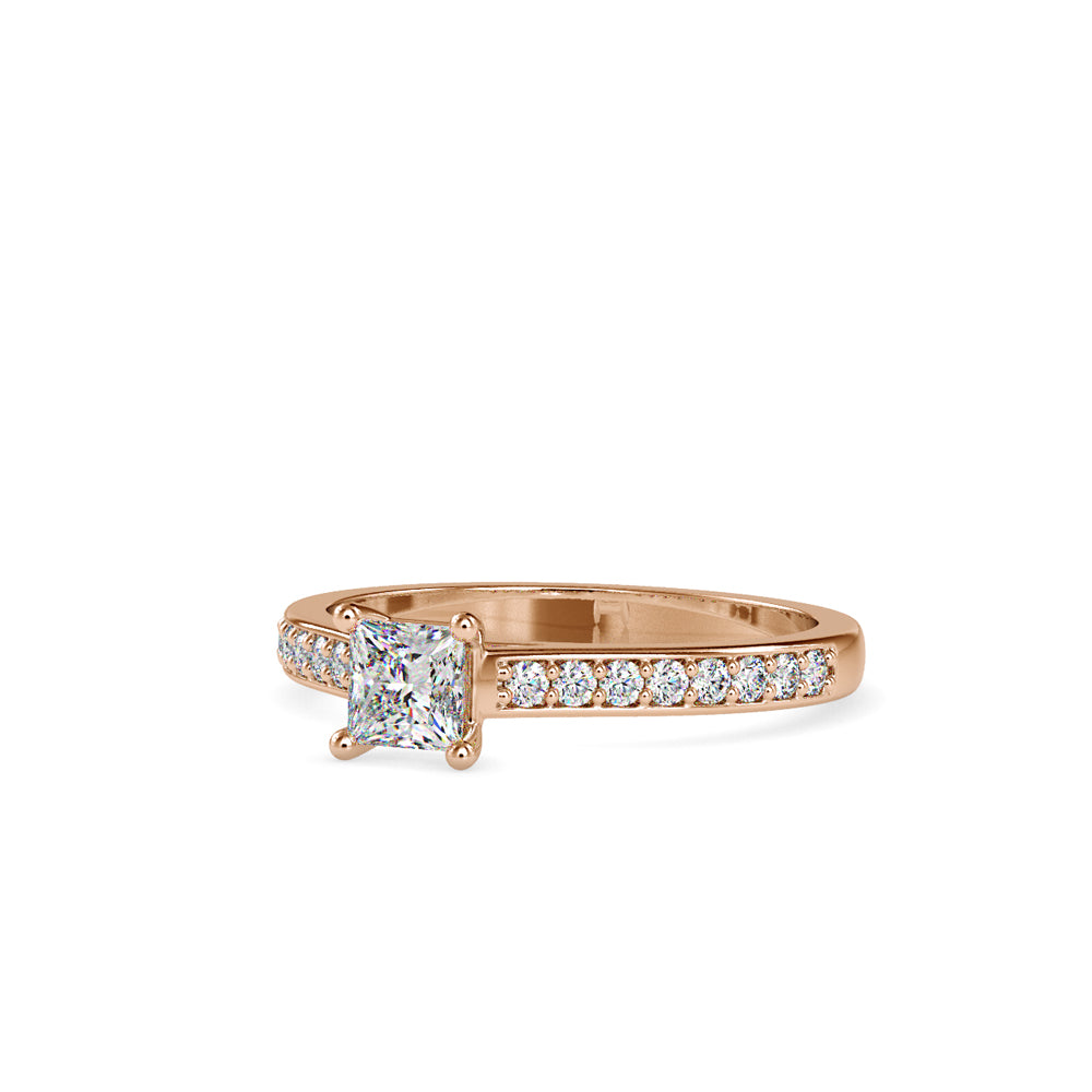 SKU: 0011 (10K) Princess Diamond Split Shank Engagment Ring in Rose Gold.