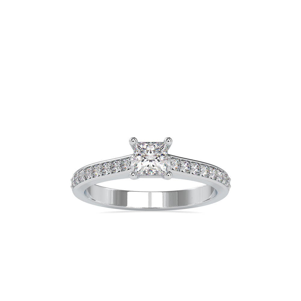 SKU: 0011 (10K) Princess Diamond Split Shank Engagment Ring in Rose Gold.
