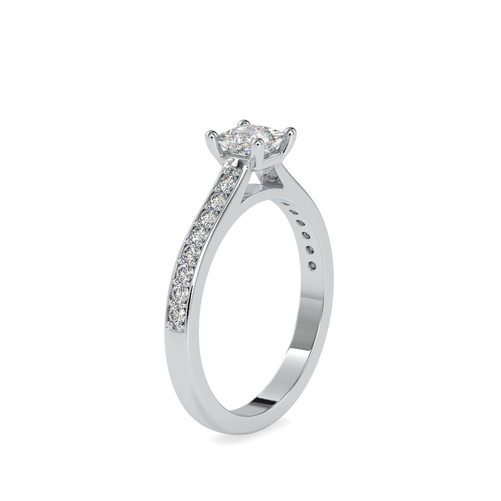 SKU: 0011 (10K) Princess Diamond Split Shank Engagment Ring in Rose Gold.