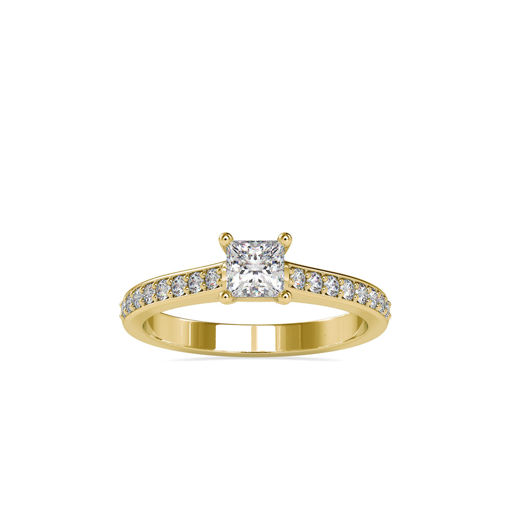 SKU: 0011 (14K) Princess Diamond Split Shank Engagment Ring in Rose Gold.