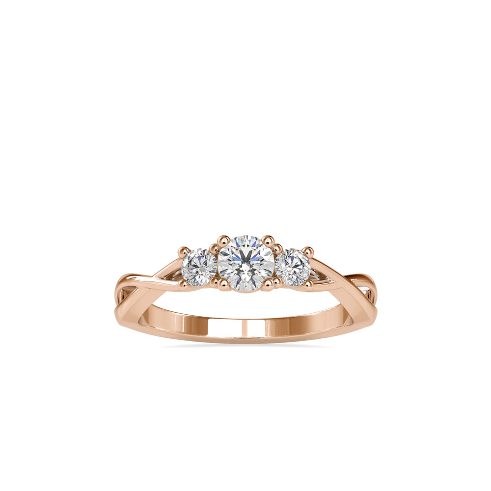 SKU: 0012 (10K) Three Stone Twisted Engagment Ring in Rose Gold.