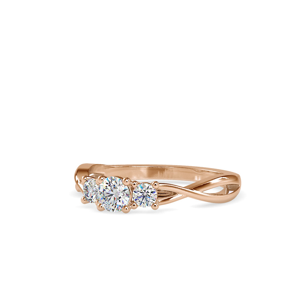 SKU: 0012 (10K) Three Stone Twisted Engagment Ring in Rose Gold.