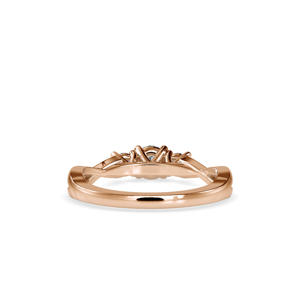 SKU: 0012 (18K) Three Stone Twisted Engagment Ring in Rose Gold.