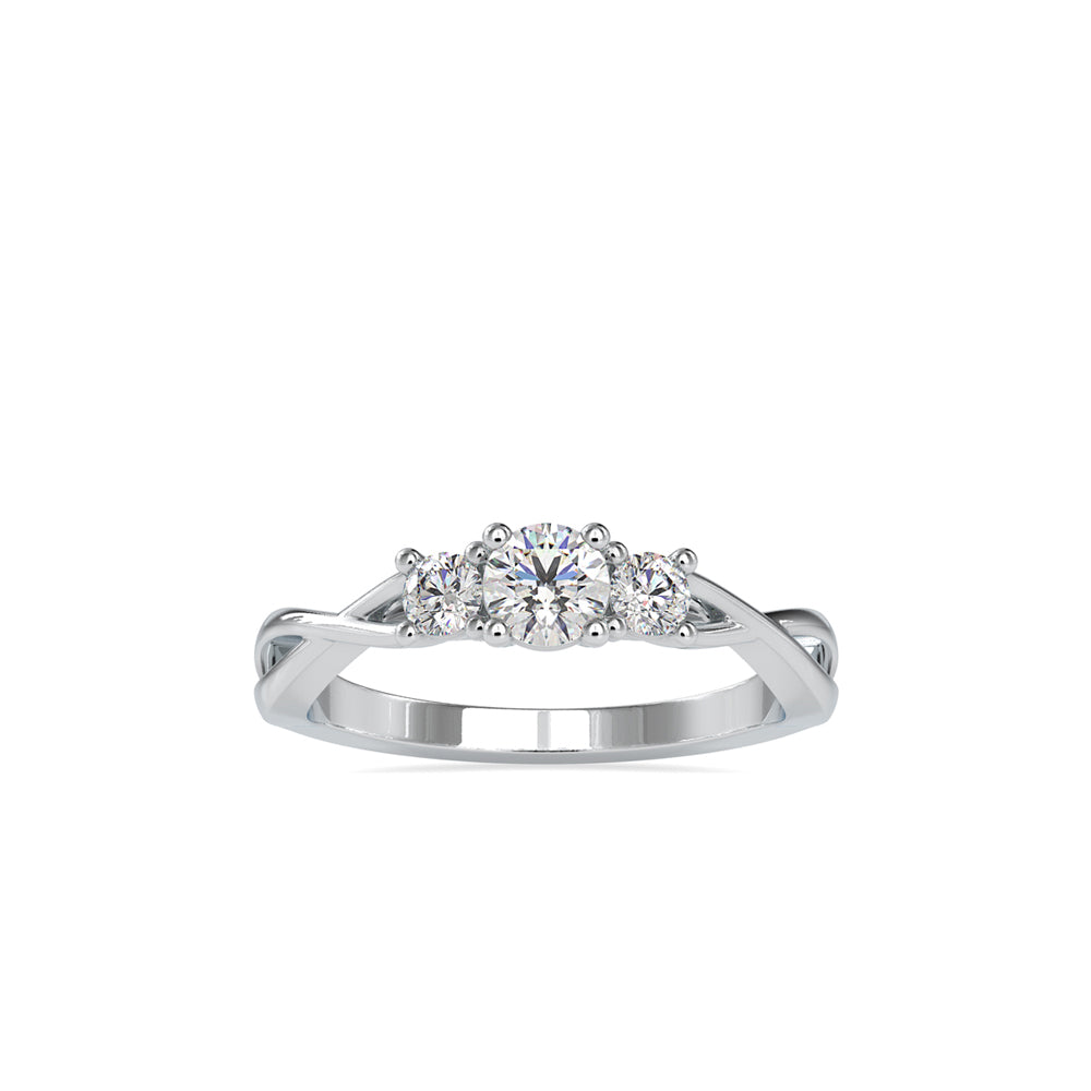 SKU: 0012 (18K) Three Stone Twisted Engagment Ring in Rose Gold.