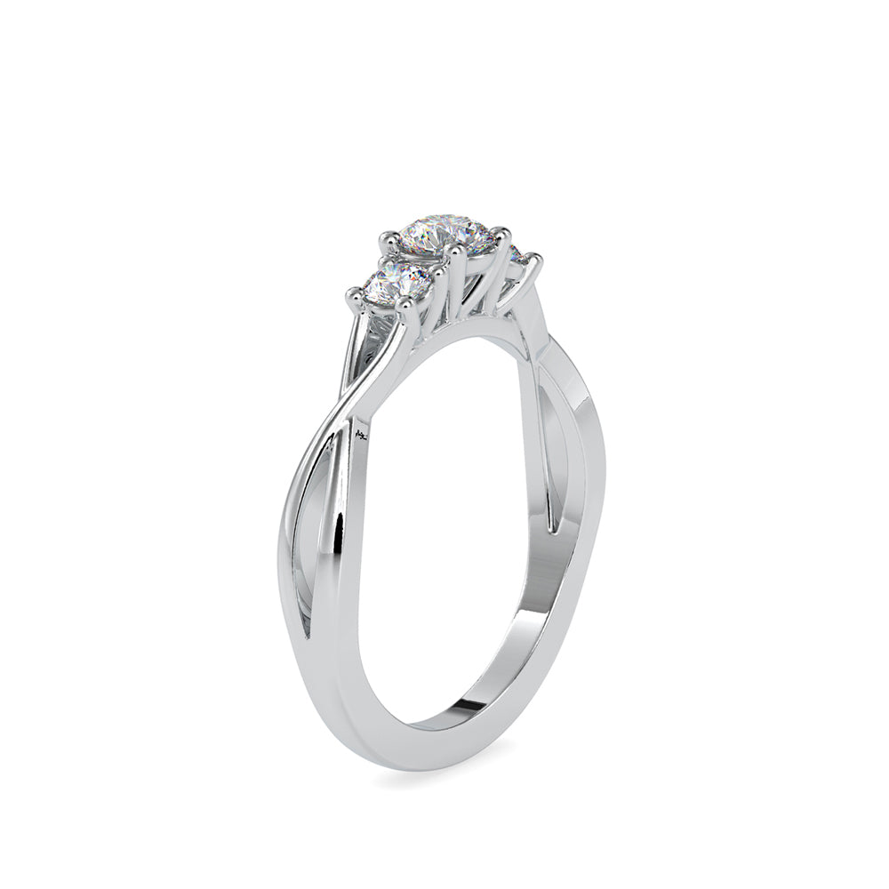 SKU: 0012 (10K) Three Stone Twisted Engagment Ring in Rose Gold.