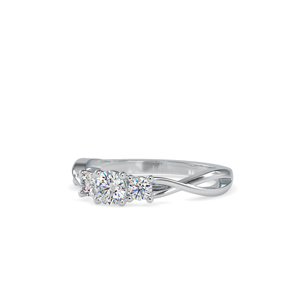 SKU: 0012 (10K) Three Stone Twisted Engagment Ring in Rose Gold.
