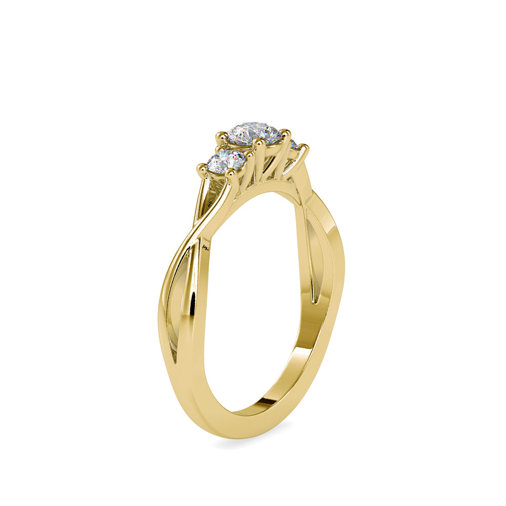 SKU: 0012 (14K) Three Stone Twisted Engagment Ring in Rose Gold.