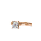 SKU: 0013 (14K) Princess Diamond  Engagment Ring in Rose Gold.