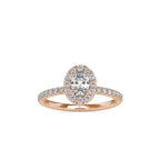 SKU: 0014 (14K) Oval Halo Engagment  Ring in Rose Gold.
