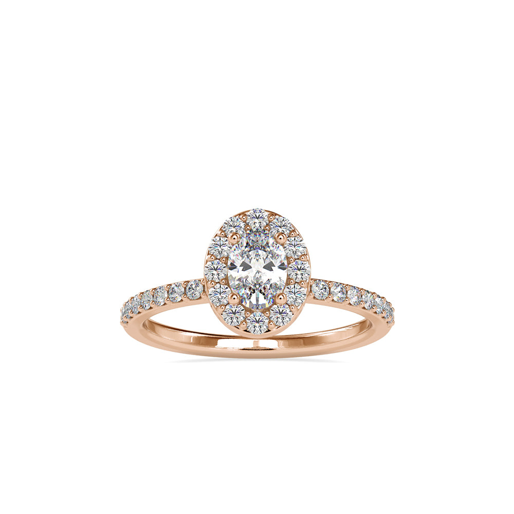 SKU: 0014 (18K) Oval Halo Engagment  Ring in Rose Gold.
