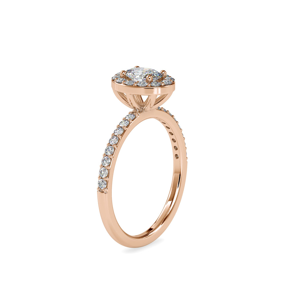 SKU: 0014 (18K) Oval Halo Engagment  Ring in Rose Gold.